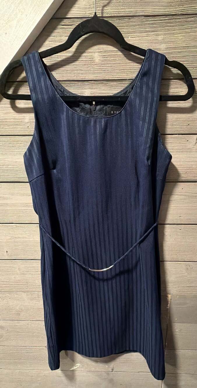 B. Darlin Pinstripe Dress Size 9/10 Navy Sleeveless